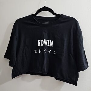 Edwin Black Boxy Crop T-Shirt Short Sleeve